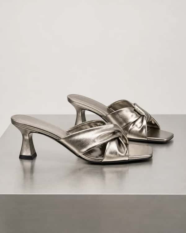 Metallic Knotted Mule – Pewter