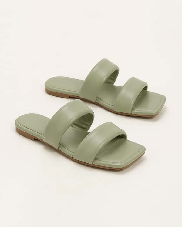 Padded Two-Strap Slide – Sage