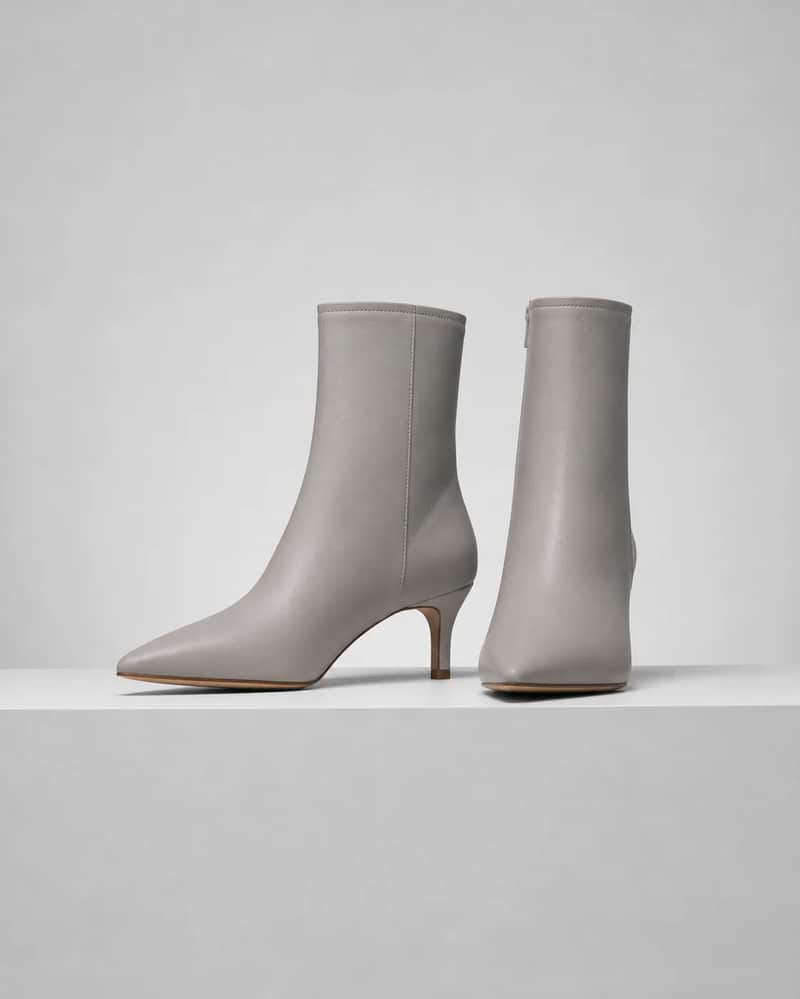 Pointed-Toe Ankle Boot – Stone