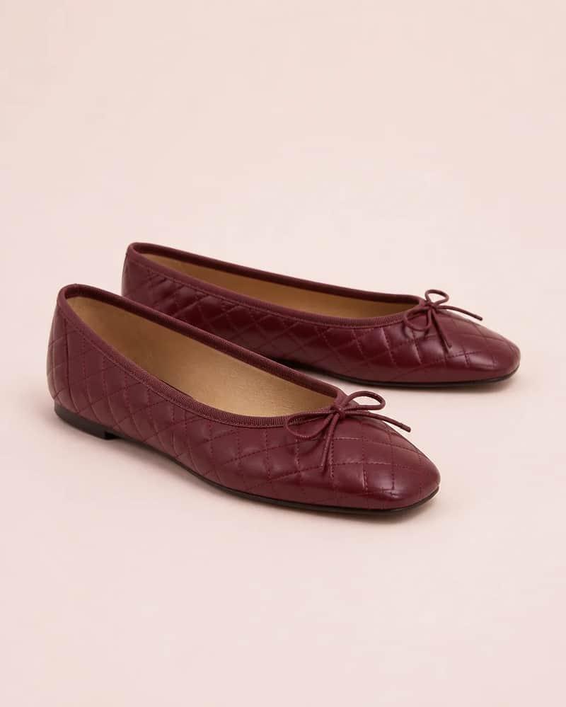 Quilted Ballet Flat – Burgundy
