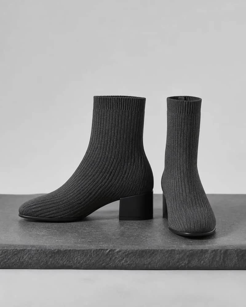 Ribbed Knit Sock Boot – Charcoal